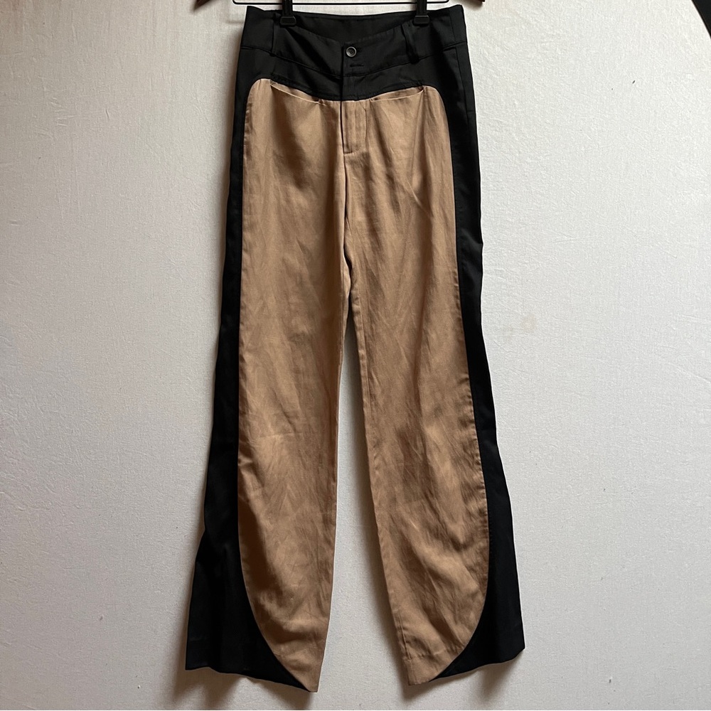 JAC by Jacqueline Conoir Two-Tone Colorblock Linen Blend Trousers Size 0/XS